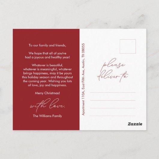 Verspreid vreugde, Vrolijke Kerstmisgroet, Familie Briefkaart (Achterkant)