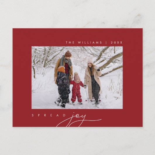 Verspreid vreugde, Vrolijke Kerstmisgroet, Familie Briefkaart (Voorkant)