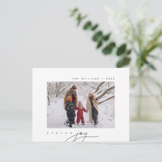 Verspreid vreugde, Vrolijke Kerstmisgroet, Familie Briefkaart (Staand voorkant)