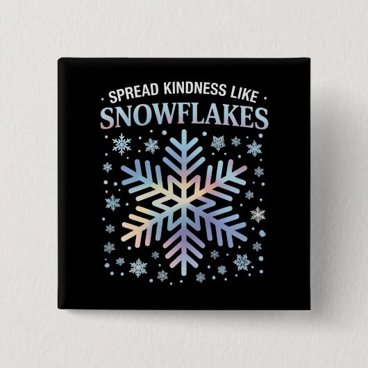 Verspreid vriendelijkheid als sneeuwvlokken Kerstl Vierkante Button 5,1 Cm (Voorkant)