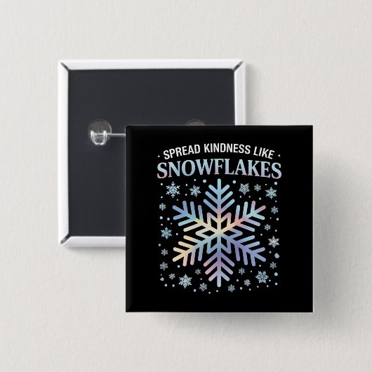 Verspreid Vriendelijkheid Als Sneeuwvlokken Kerstm Vierkante Button 5,1 Cm (Voorkant /achterkant)