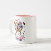 Verspreid vriendelijkheid als wilde bloemen Quote Tweekleurige Koffiemok (Voorkant links)