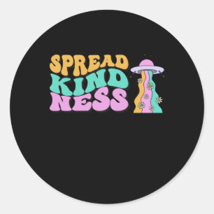 Verspreid Vriendelijkheid Pastel Ufo Regenboog Sti Ronde Sticker