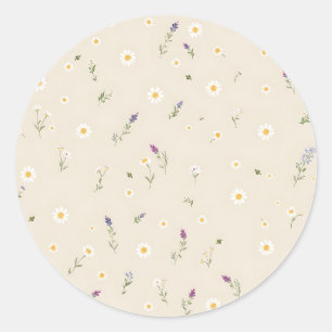 Verspreid Wildflower-patroon met madeliefjes Ronde Sticker