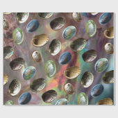 Verspreide 3D Paua Shells op Paua Achtergrond Cadeaupapier (Vlak)