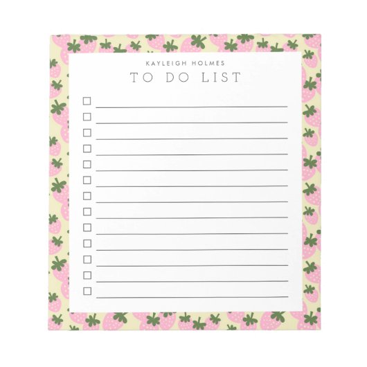 Verspreide aardbeien (crème) zijn aangepast om lij notitieblok (Voorkant)