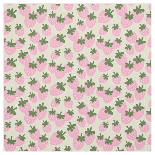 Verspreide aardbeien op Cream Stof (Swatch)