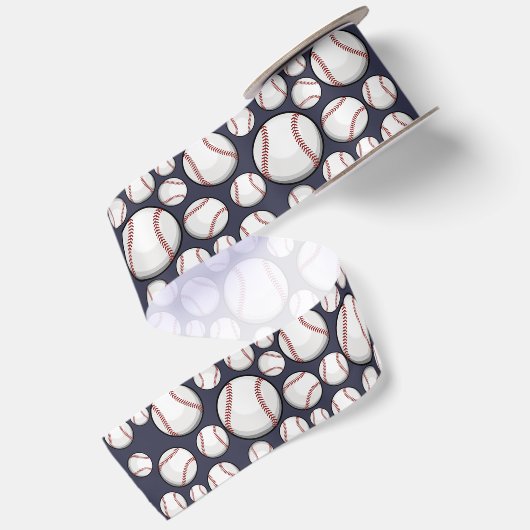 Verspreide baseball Blue Satijnen Lint (Achterkant)