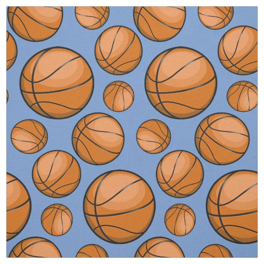 Verspreide Basketballen Licht Blauw Stof (Swatch)