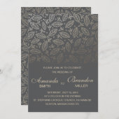 Verspreide bladeren Faux Foil Wedding Invitation C Kaart (Voorkant / Achterkant)