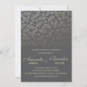 Verspreide bladeren Faux Foil Wedding Invitation C Kaart