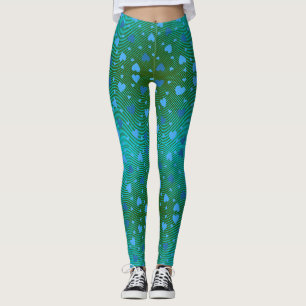 Verspreide blauwe harten in wervelende diamanten r leggings