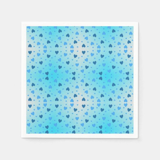 Verspreide blauwe harten in wervelende diamanten r servet (Voorkant)