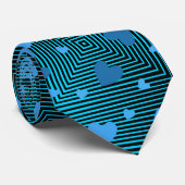 Verspreide blauwe harten in wervelende diamanten r stropdas (Opgerold)