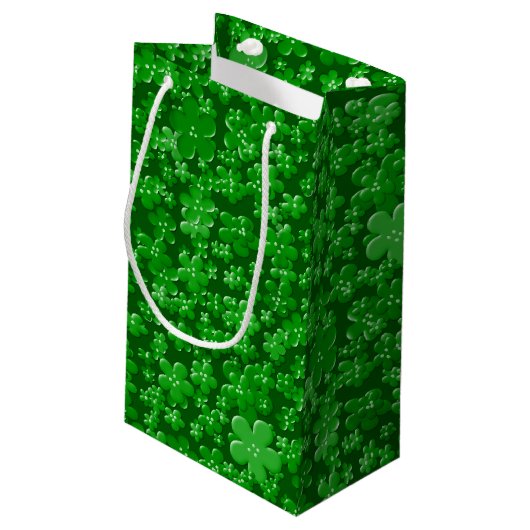 Verspreide bloemen, Groen-GIFT BAG S Klein Cadeauzakje (Achterkant Gekanteld)