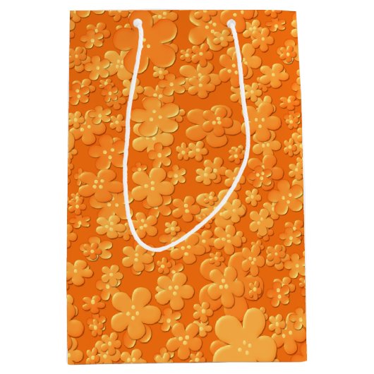 Verspreide bloemen, lichte Oranje-GIFT BAG M Medium Cadeauzakje (Voorkant)