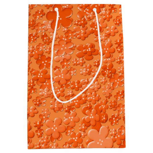 Verspreide bloemen, Oranje-GIFT BAG M Medium Cadeauzakje (Voorkant)