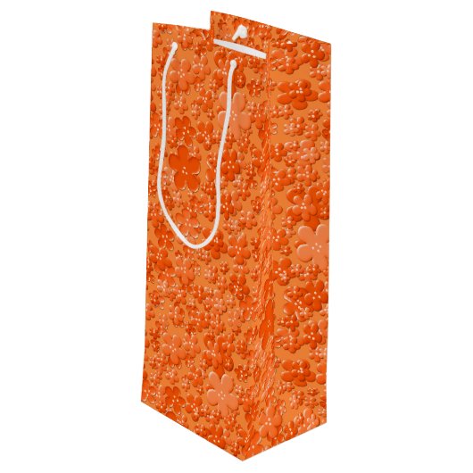 Verspreide bloemen, Oranje-WINE GIFT BAG Wijn Cadeautas (Achterkant Gekanteld)