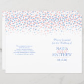 Verspreide confetti stippen roze blauw trouwprogra (Voorkant / Achterkant)