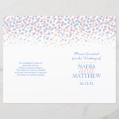 Verspreide confetti stippen roze blauw trouwprogra (Voorkant)