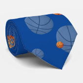 Verspreide Diepblauwe Basketballen | Sportcadeau Stropdas (Opgerold)