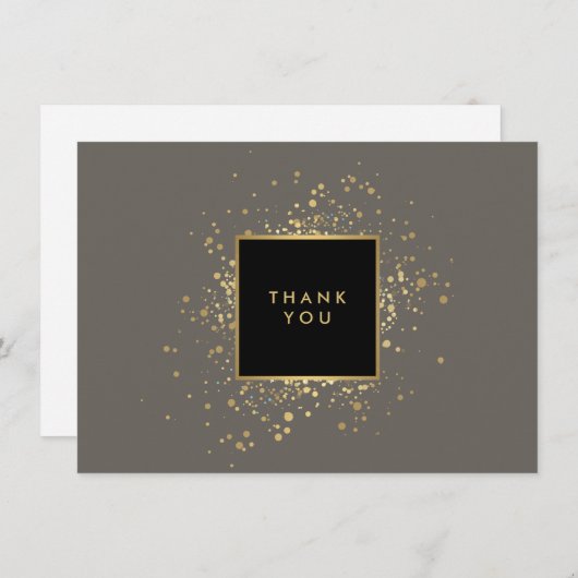 Verspreide Faux Gold Confetti Grey bedankpas Bedankkaart (Voorkant / Achterkant)