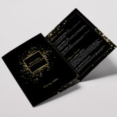 Verspreide Faux Gold Confetti op Black Brochure Drieluik Kaart