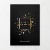 Verspreide Faux Gold Confetti op Black Brochure Drieluik Kaart (Cover)