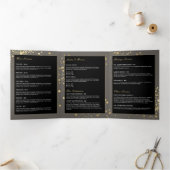 Verspreide Faux Gold Confetti op Grijze Brochure Drieluik Kaart (Binnen)
