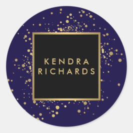 Verspreide Faux Gold Confetti op Modern Blue Vierkante Sticker