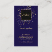 Verspreide Faux Gold Confetti op Modern Blue Visitekaartje (Achterkant)