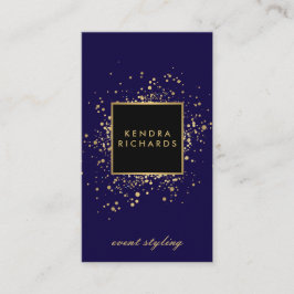 Verspreide Faux Gold Confetti op Modern Blue Visitekaartje