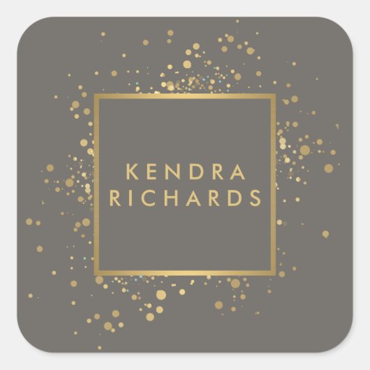 Verspreide Faux Gold Confetti op Modern Grey II Vierkante Sticker (Voorkant)