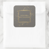 Verspreide Faux Gold Confetti op Modern Grey II Vierkante Sticker (Tas)