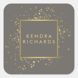 Verspreide Faux Gold Confetti op Modern Grey II Vierkante Sticker