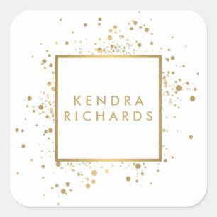 Verspreide Faux Gold Confetti op wit Vierkante Sticker