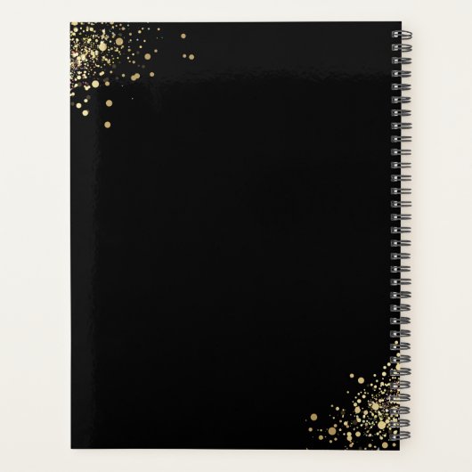 Verspreide Faux Gold Confetti op zwarte afspraak Planner (Achterkant)