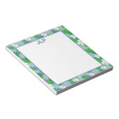 Verspreide Floral Blue- en Groene Blocnote (Schuin)