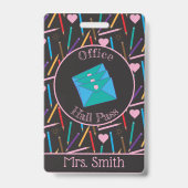 Verspreide gekleurde potloden | kantoorgangpasbadg badge (Voorzijde)