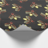 Verspreide gloeiende vuurvliegjes bij nacht cadeaupapier (Hoek)