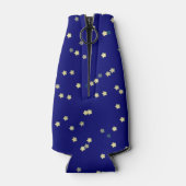 Verspreide gouden sterren op blauw flesjeskoeler (Achterkant)