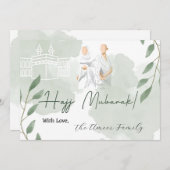 Verspreide groene bladeren met Hajj Mubarak-berich Notitiekaartje (Voorkant / Achterkant)