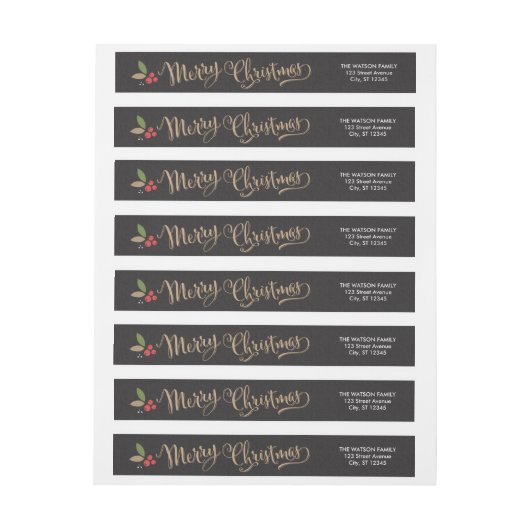 Verspreide Holly Wraparound Christmas-adreslabel (Vel)