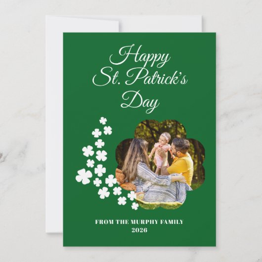 Verspreide Klaver Vorm Foto St. Patrick's Dag Feestdagenkaart (Voorkant)