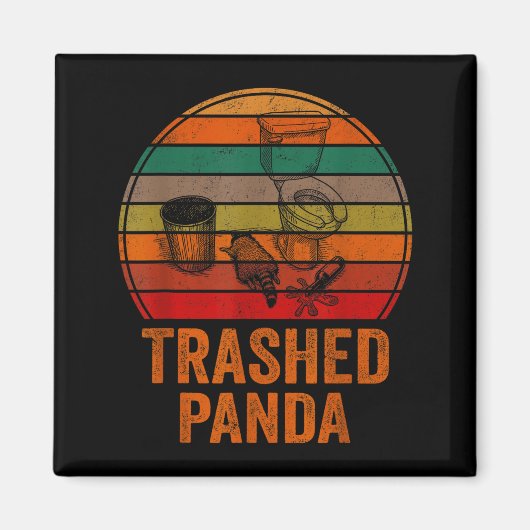 Verspreide Panda Grappige Dronken Wasbeer Vintage  Magneet (Voorkant)