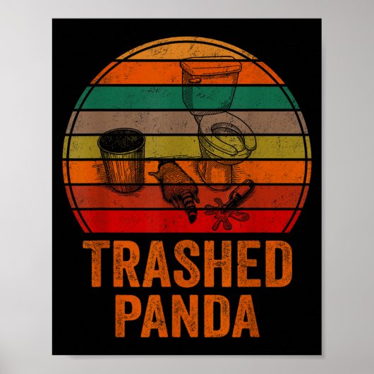 Verspreide Panda Grappige Dronken Wasbeer Vintage  Poster (Voorkant)