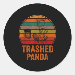 Verspreide Panda Grappige Dronken Wasbeer Vintage Ronde Sticker