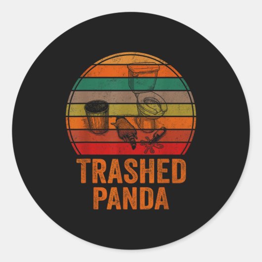 Verspreide Panda Grappige Dronken Wasbeer Vintage  Ronde Sticker (Voorkant)