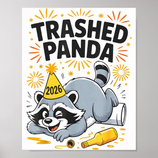 Verspreide Panda Nieuwjaar 2026 Grappige Dronken W Poster (Voorkant)