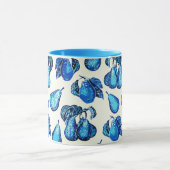 Verspreide perenafdrukken in Indigoblauw en wit Mok (Midden)